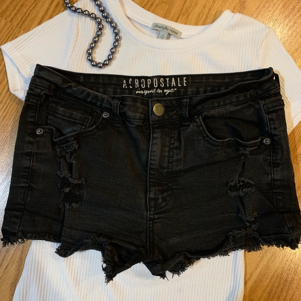 Aeropostale Black Denim Shorts